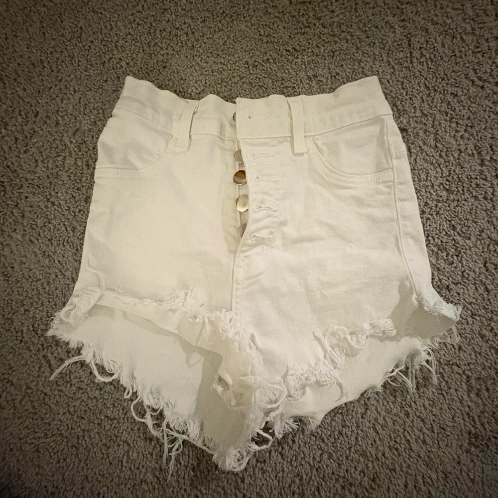 White jean shorts